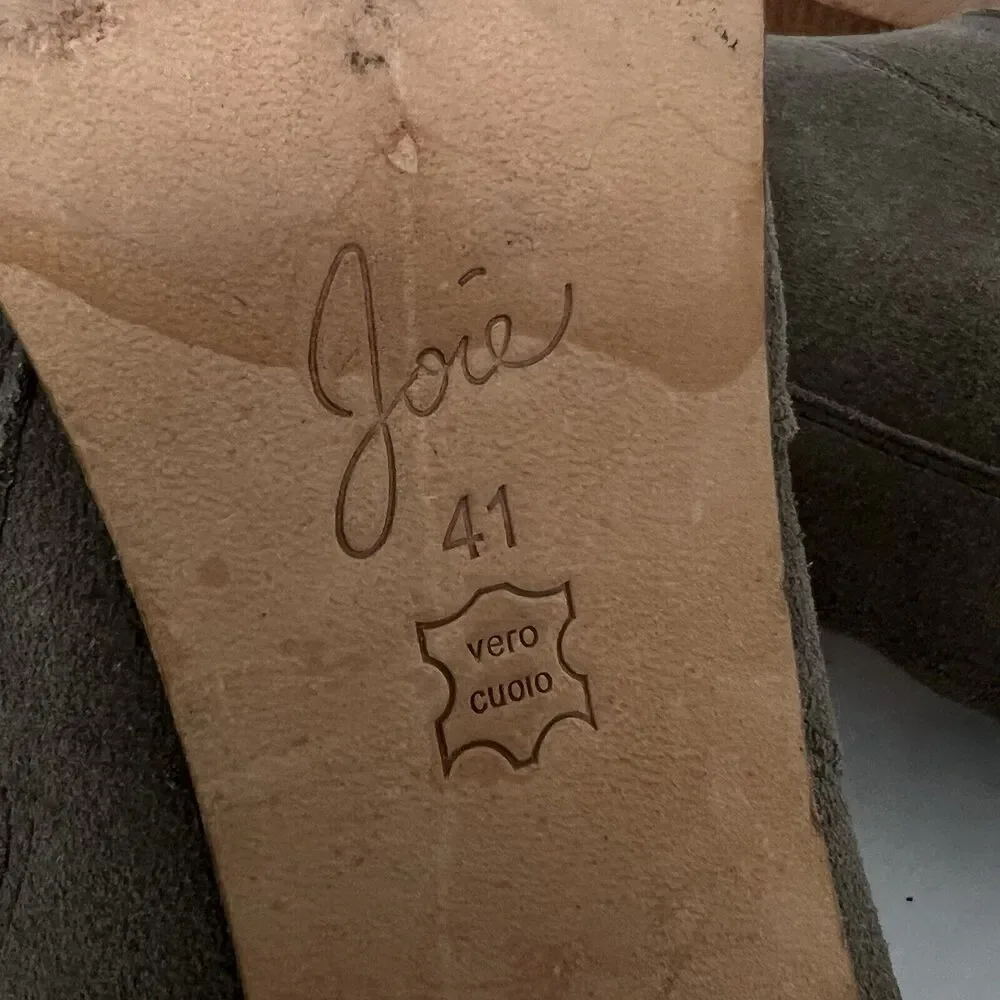 Joie Dalton Suede Leather Side Zip Block High Heel Boot Tan Booties Size 11 US
